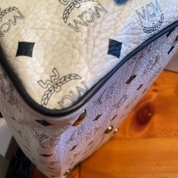 MCM Monogrammed White and Black Satchel - Picture 7 of 11